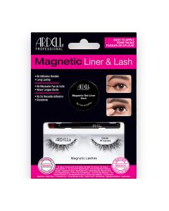 Ardell Magnetic  Liner & Lash Kit Demi Wispies in packaging showing magnetic gel liner, applicator brush, & false lashes