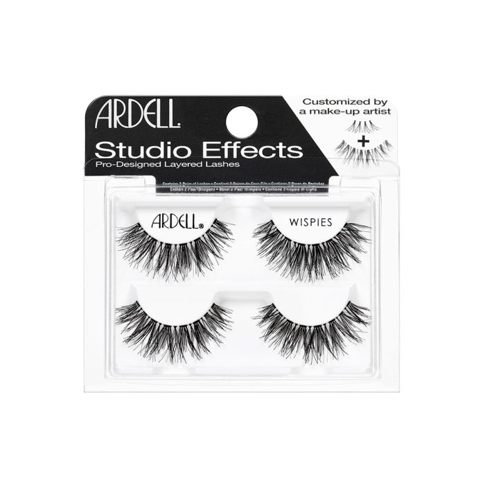 2 Pairs of Ardell Studio Effects Wispies inside its retail packaging with texts on the box