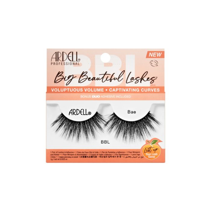 Front view of Ardell's Big Beautiful Lashes Bae wall-hook ready retail pack with printed product details and information 