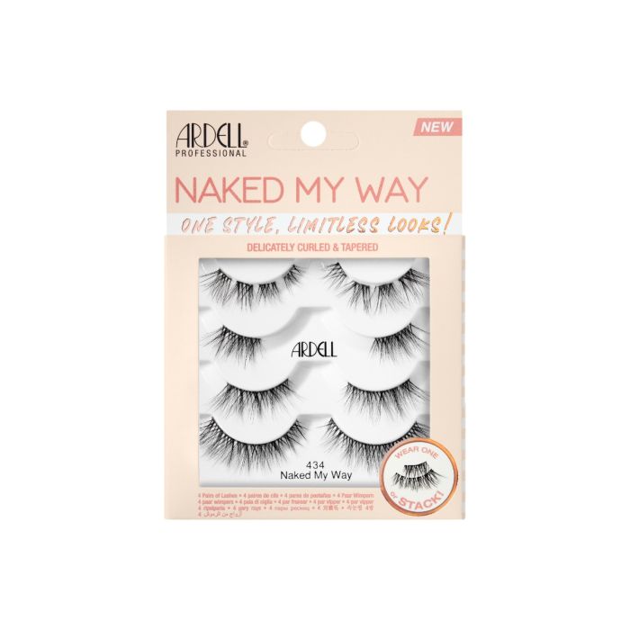 Front view of Naked My Way 434 4 Pack retail wall hook box packaging