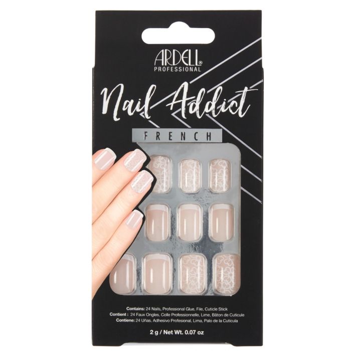 Frontage of Ardell Nail Addict French & Lace retail packaging with printed label text