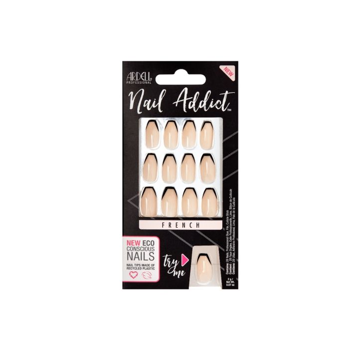 Front of Ardell Nail Addict in the Eco French Noir color shade in retail box