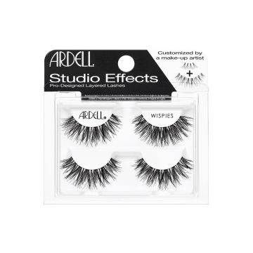 2 Pairs of Ardell Studio Effects Wispies inside its retail packaging with texts on the box