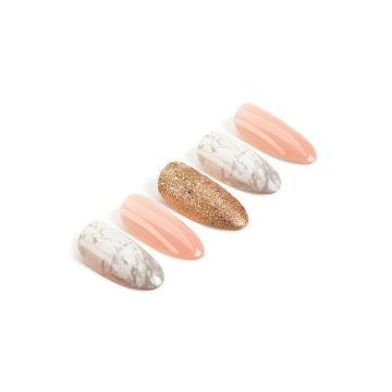 Ardell, Nail Addict Premium Artificial Nail Set, Pink Marble & Gold