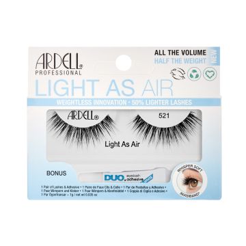 Front-facing of Ardell's Light As Air 521 retail packaging with printed label and product details