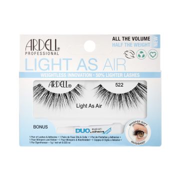 Front-facing of Ardell's Light As Air 522 retail packaging with printed label and product information 