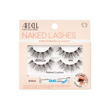 Front view of Ardell Naked Lashes 429 - 2 packs retail packaging with printed product details and information  